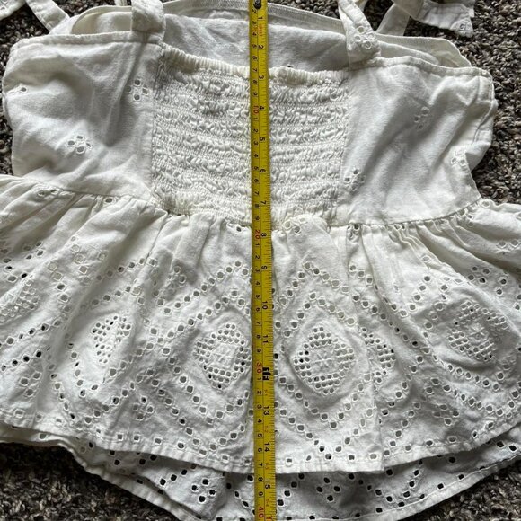 Madewell Babydoll Top Womens Small White Linen Tie Straps Lace Detailing - Picture 7 of 7